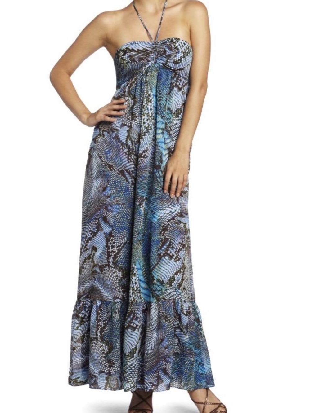 Anne Klein Blue Python-Print Maxi Dress in Sz 2